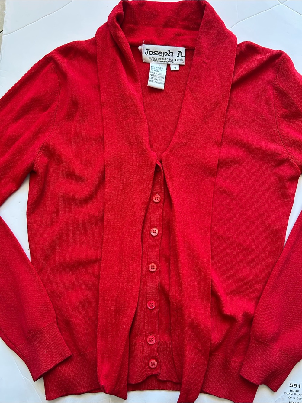 Joseph Red Shawl-Collar Button Cardigan